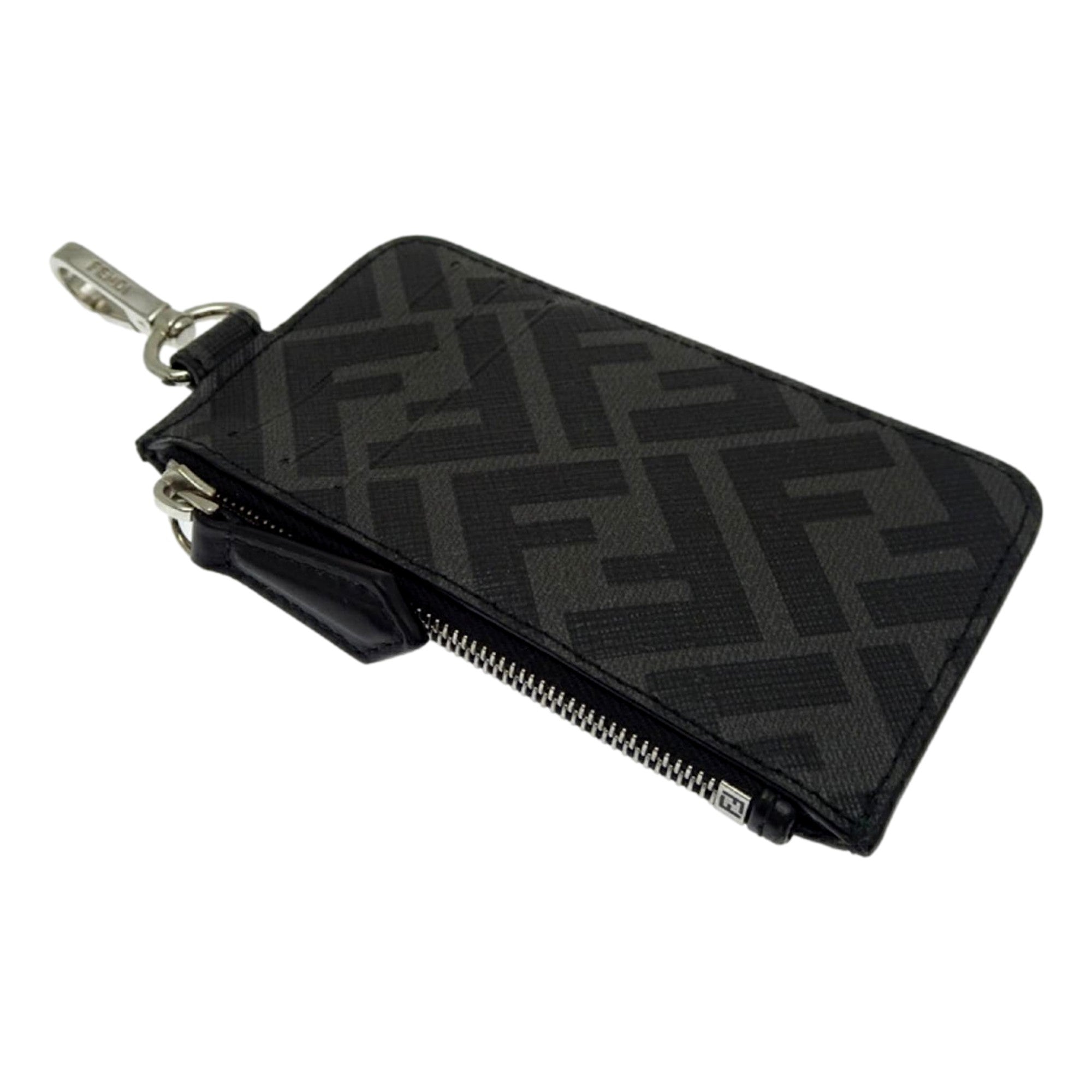 Fendi Diagonal Black Sunflower Yellow Calf Leather Coincase Keychain Wallet -   Shop Bags LLC