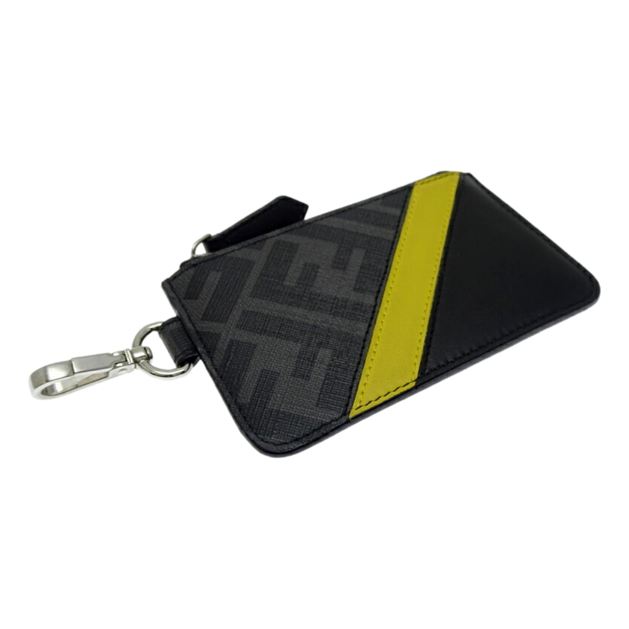 Fendi Diagonal Black Sunflower Yellow Calf Leather Coincase Keychain Wallet -   Shop Bags LLC