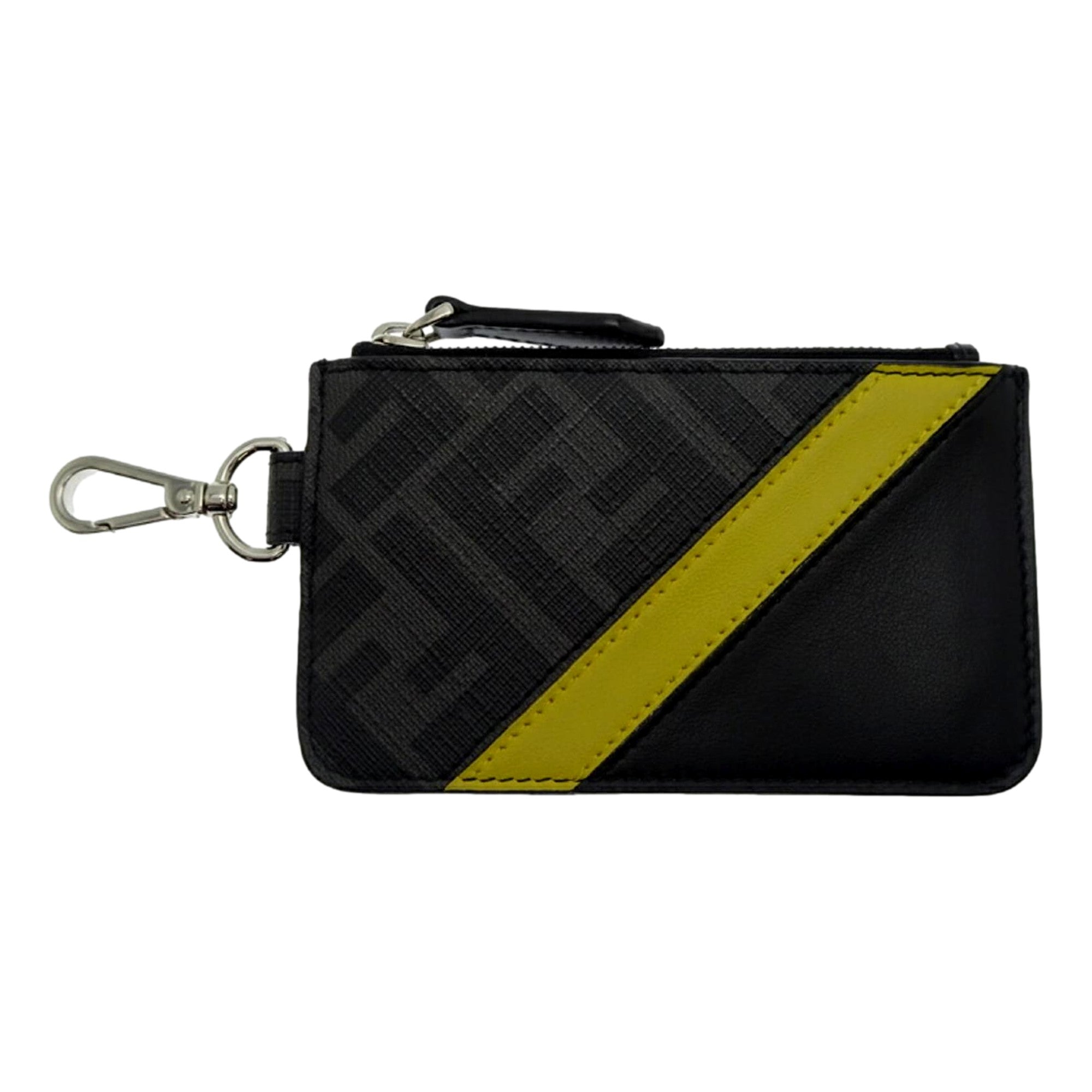Fendi Diagonal Black Sunflower Yellow Calf Leather Coincase Keychain Wallet -   Shop Bags LLC