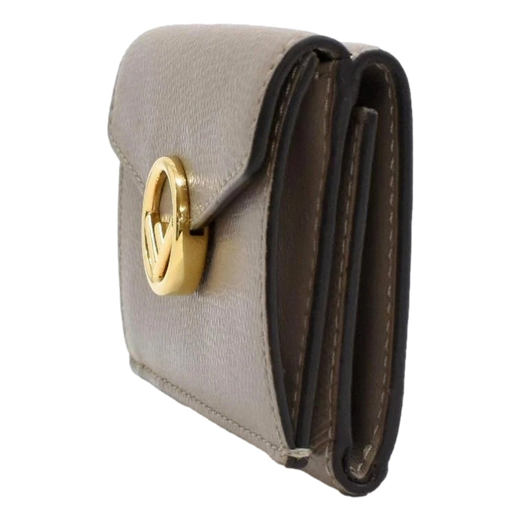 Fendi F Wallet: Luxury Gray Leather Trifold for Timeless Elegance -   Shop Bags LLC