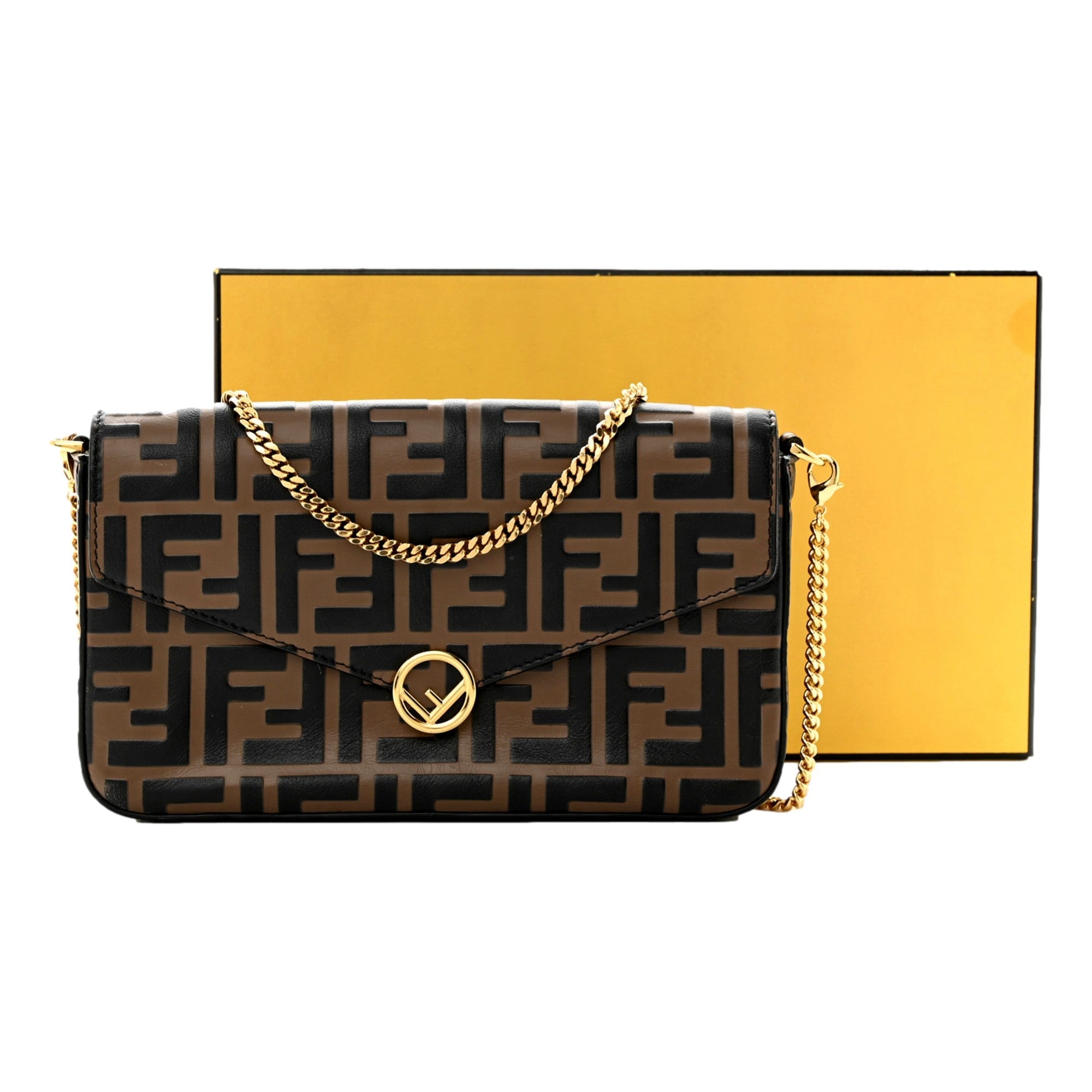 Fendi F is Fendi Brown Zucca Embossed Leather Envelope Wallet on -   Shop Bags LLC