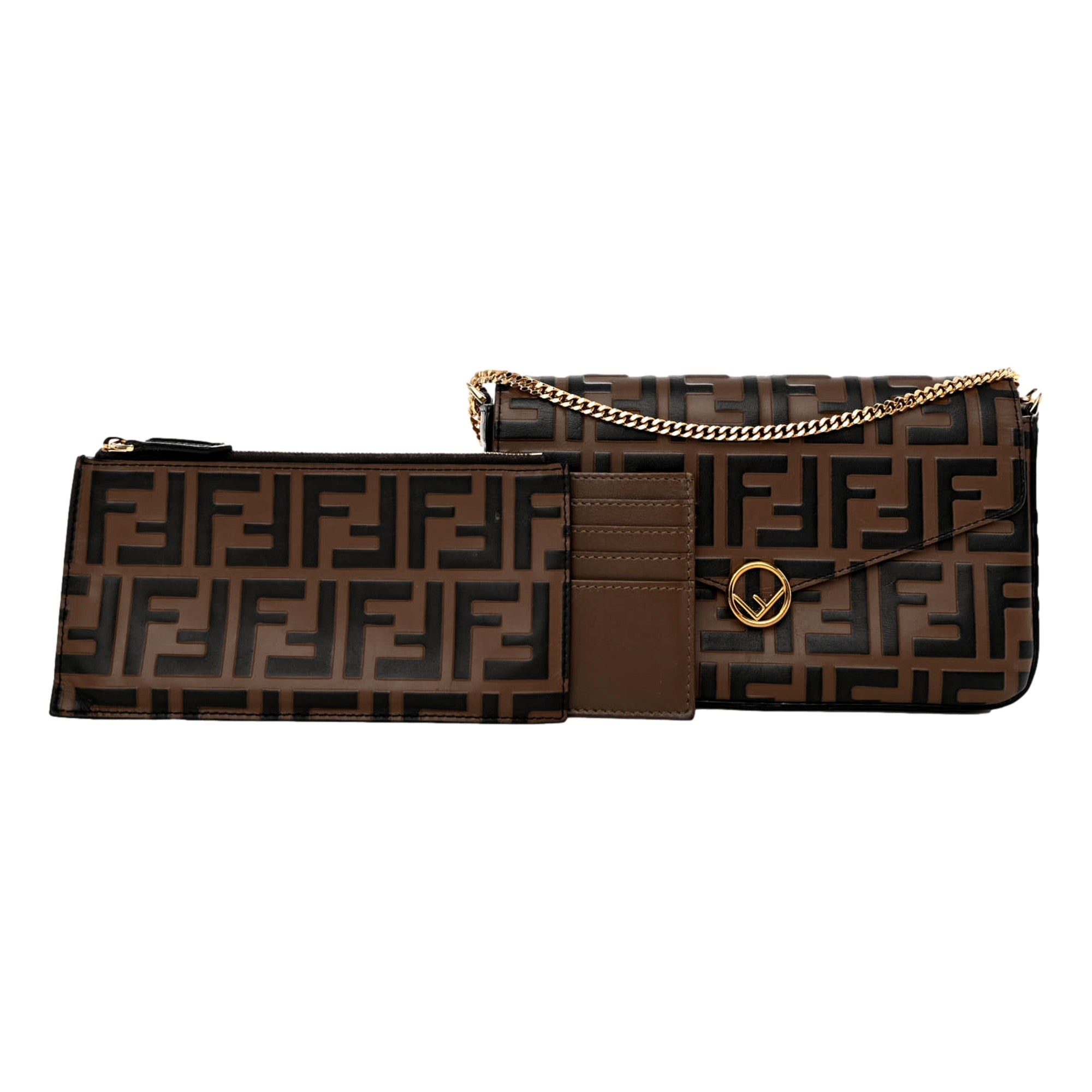 Fendi F is Fendi Brown Zucca Embossed Leather Envelope Wallet on -   Shop Bags LLC
