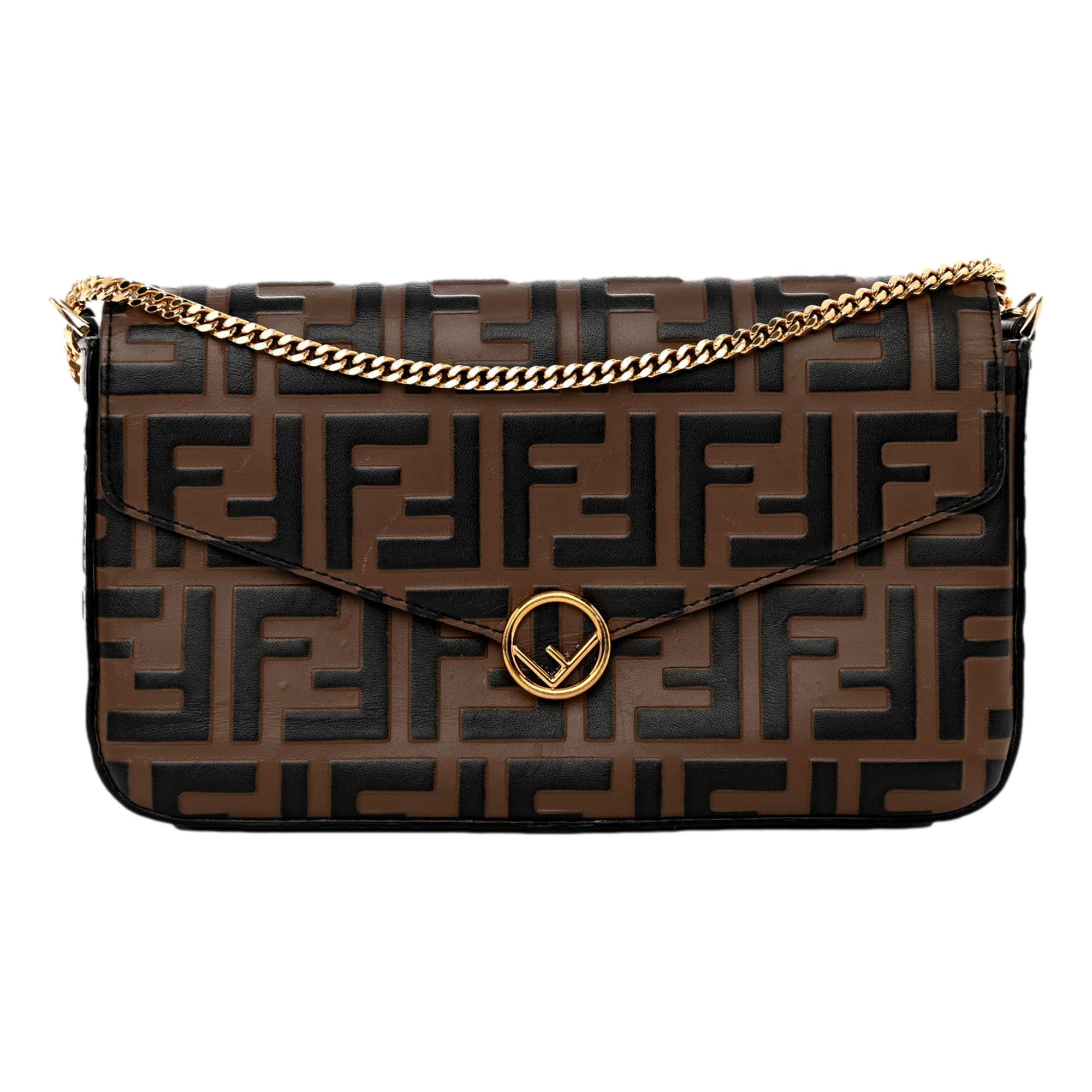 Fendi F is Fendi Brown Zucca Embossed Leather Envelope Wallet on -   Shop Bags LLC
