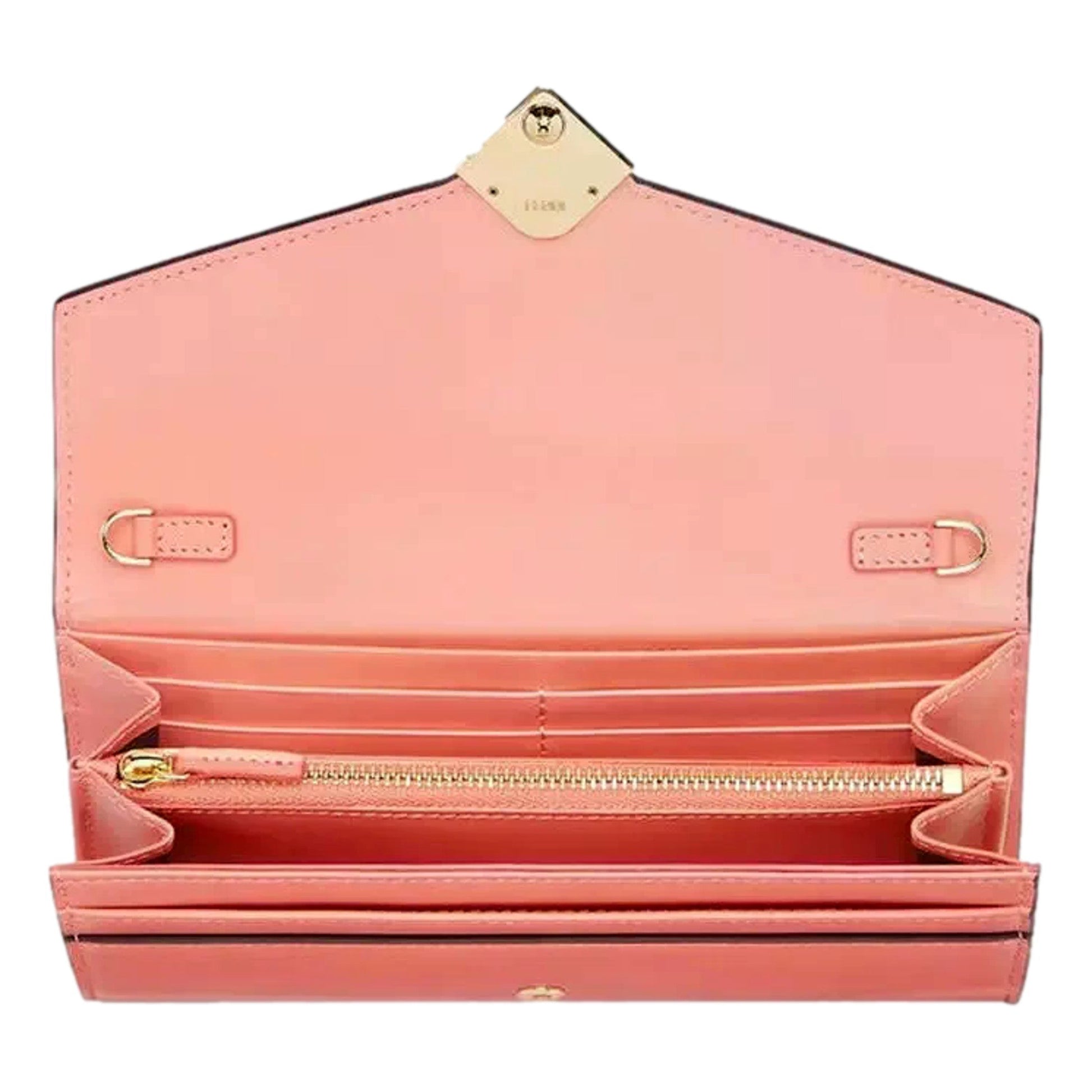 Fendi FF Diamonds Pesca Pink Wallet - Luxury Style in Calfskin Leather -   Shop Bags LLC 