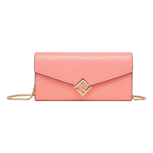Fendi FF Diamonds Pesca Pink Wallet - Luxury Style in Calfskin Leather -   Shop Bags LLC 