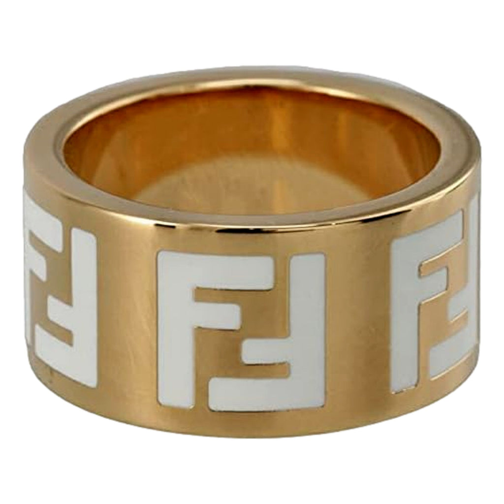 Fendi FF Forever Gold Tone Metal Ring - Elegant Italian Jewelry -   Shop Bags LLC
