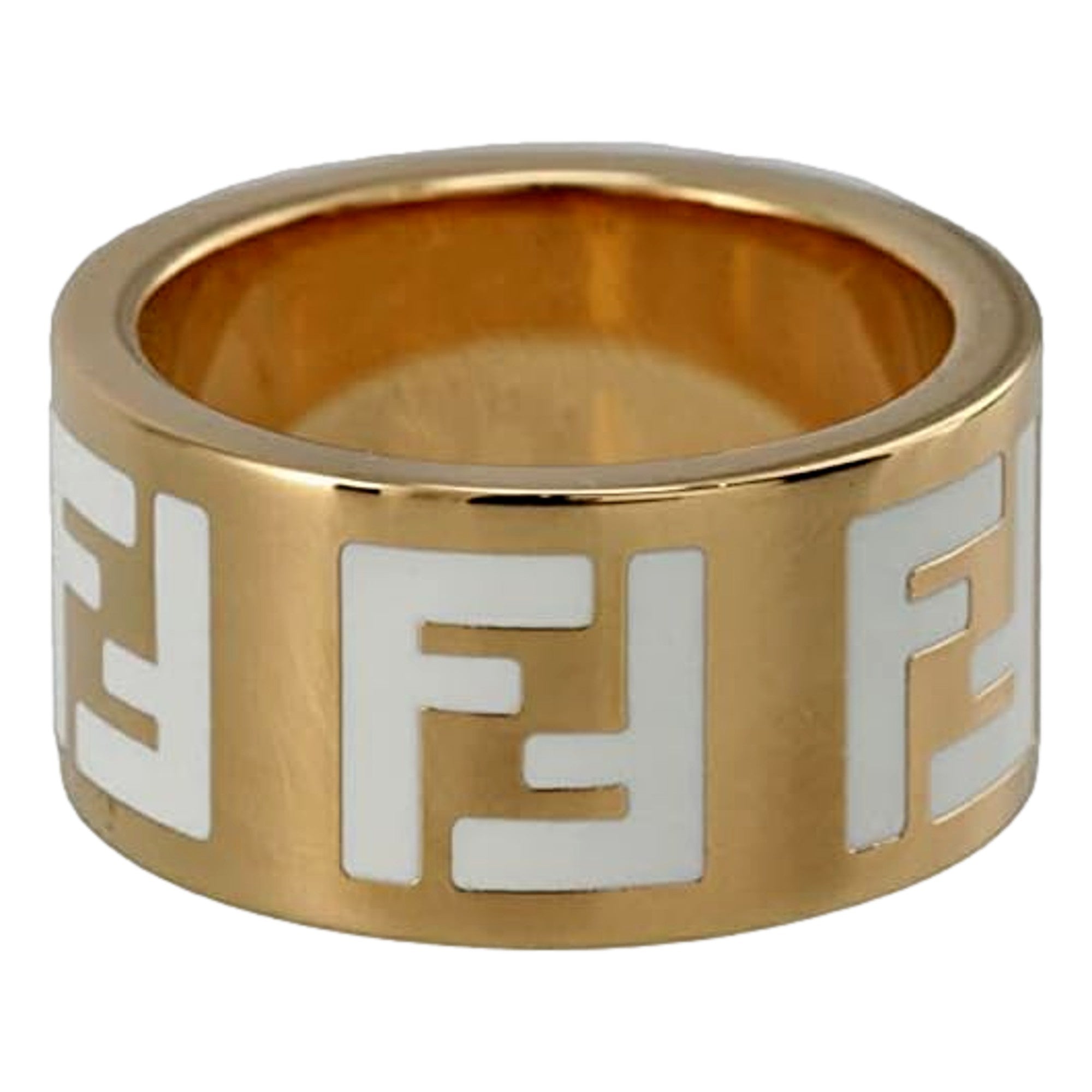 Fendi FF Forever Gold Tone Metal Ring - Elegant Italian Jewelry -   Shop Bags LLC