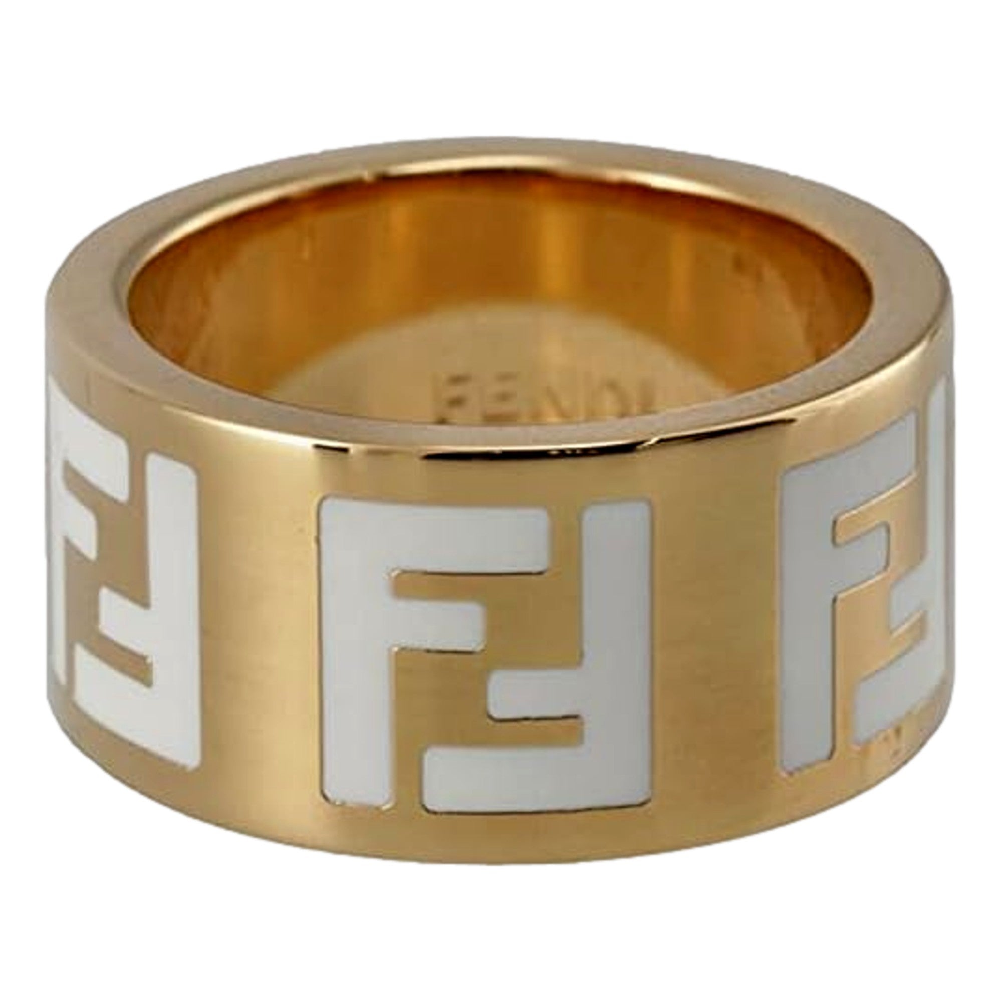 Fendi FF Forever Gold Tone Metal Ring - Elegant Italian Jewelry -   Shop Bags LLC