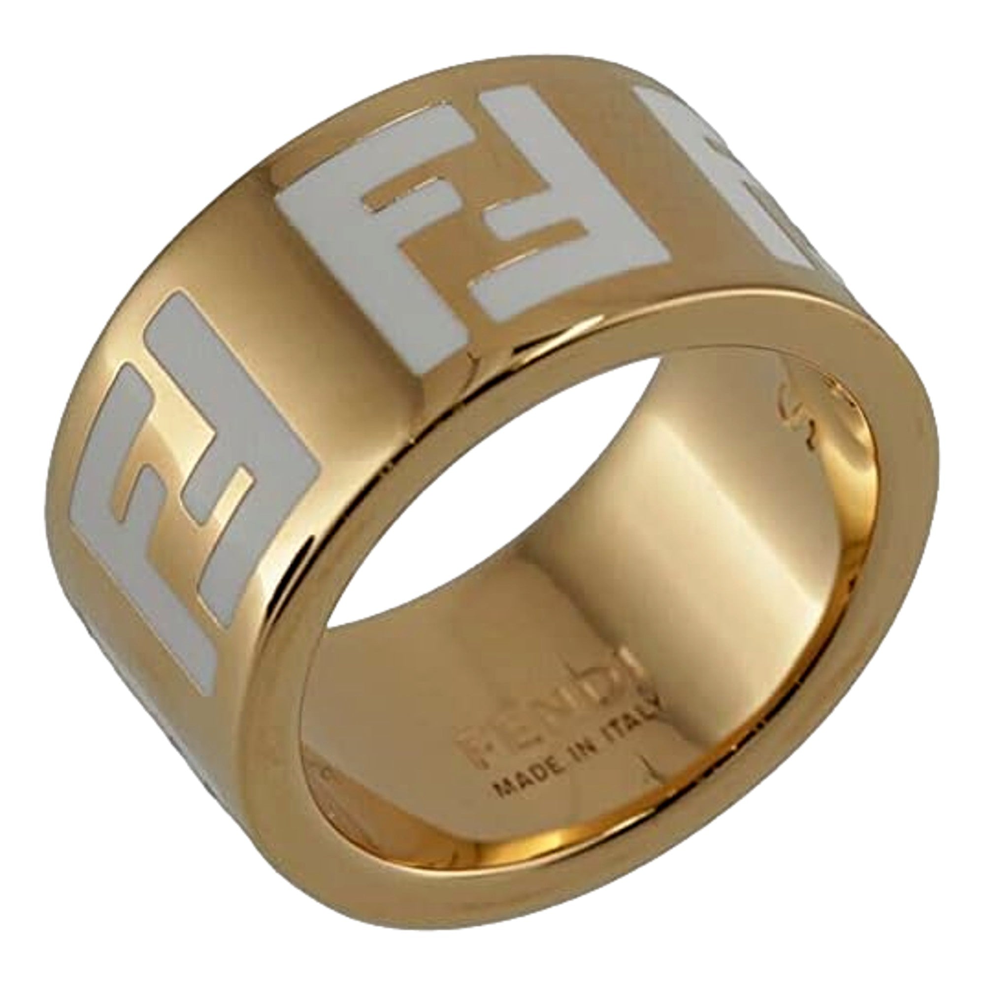 Fendi FF Forever Gold Tone Metal Ring - Elegant Italian Jewelry -   Shop Bags LLC