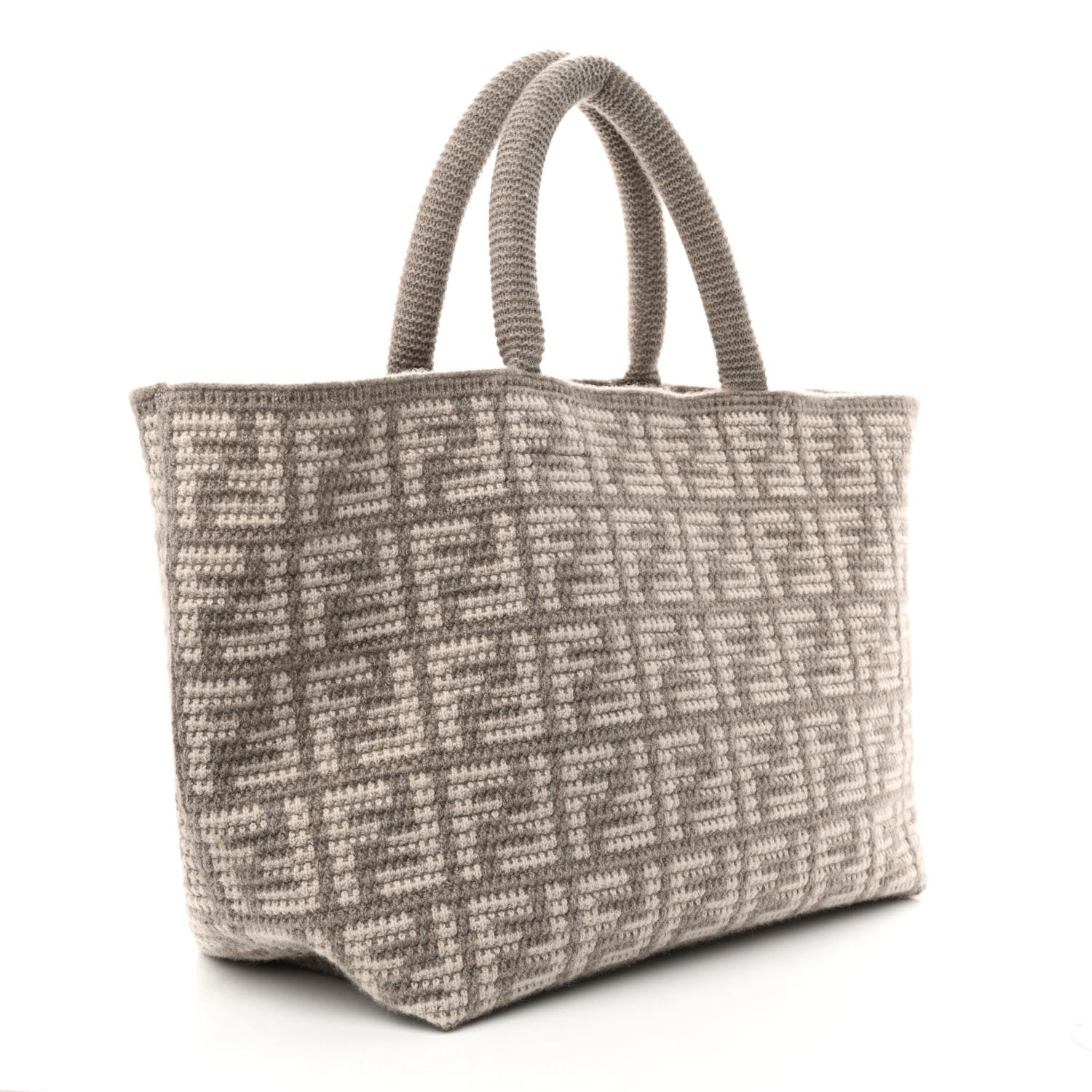 Fendi FF Large Shopper Tote - Luxurious Cashmere Wool in Gray -   Shop Bags 