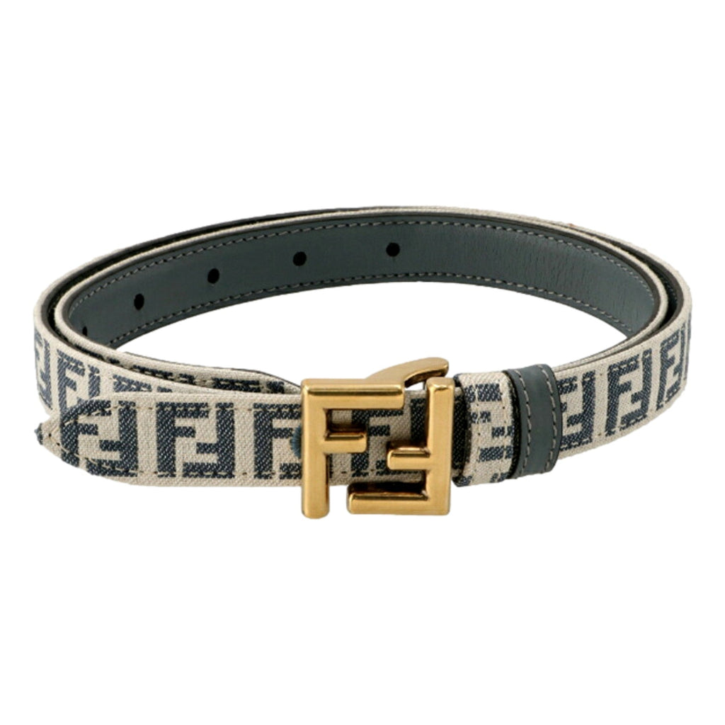 Fendi FF Reversible Denim Belt - Stylish Blue Canvas & Leather -   Shop Bags LLC