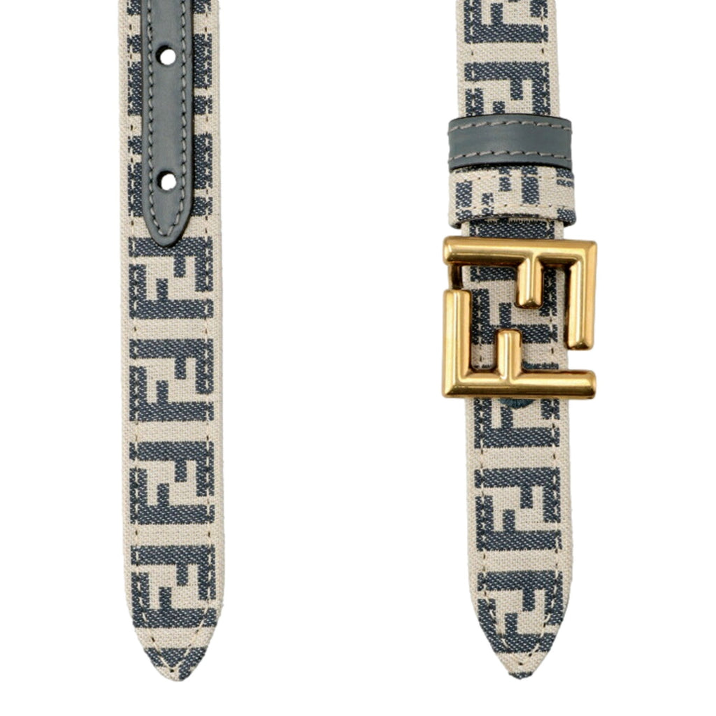 Fendi FF Reversible Denim Belt - Stylish Blue Canvas & Leather -   Shop Bags LLC