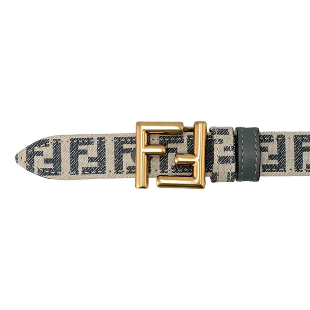 Fendi FF Reversible Denim Belt - Stylish Blue Canvas & Leather -   Shop Bags LLC
