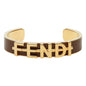 Fendi Fendigraphy Gold Tone Metal Brown Enamel Cuff Bracelet Jewelry -   Shop Bags LLC