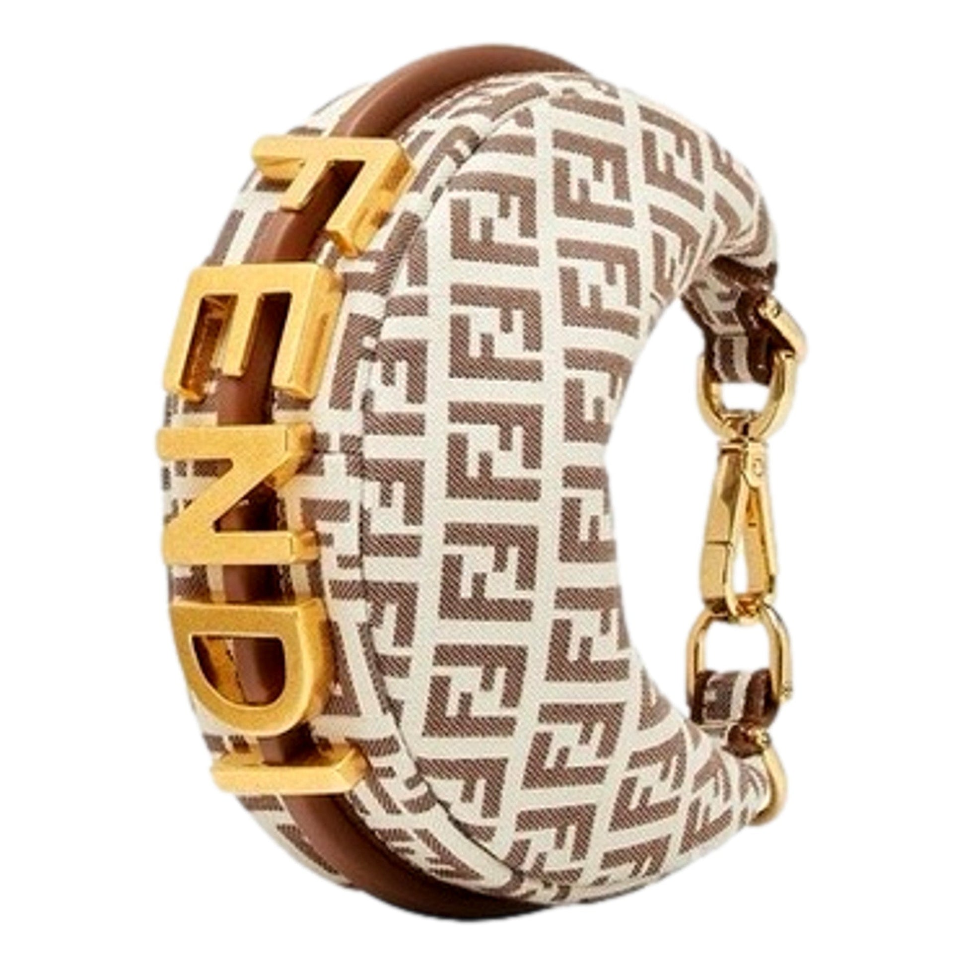Fendi Fendigraphy Nano Hobo Brown White - Luxury Mini Clutch Bag -   Shop Bags LLC 