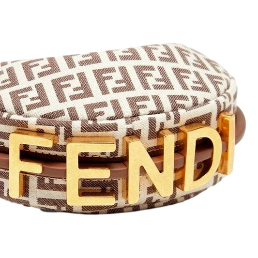 Fendi Fendigraphy Nano Hobo Brown White - Luxury Mini Clutch Bag -   Shop Bags LLC 