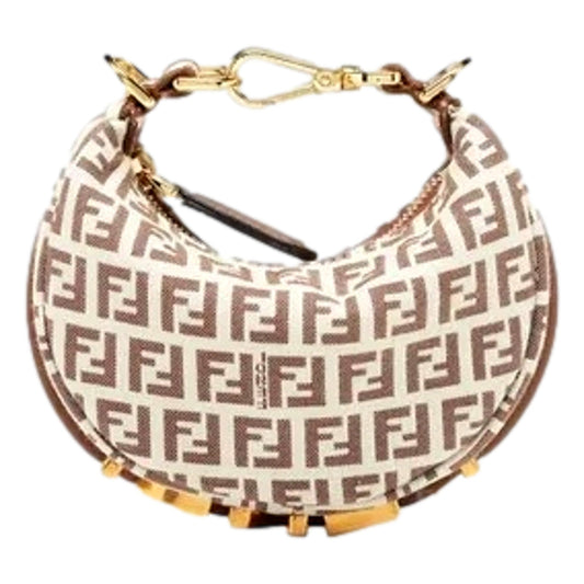 Fendi Fendigraphy Nano Hobo Brown White - Luxury Mini Clutch Bag -   Shop Bags LLC 