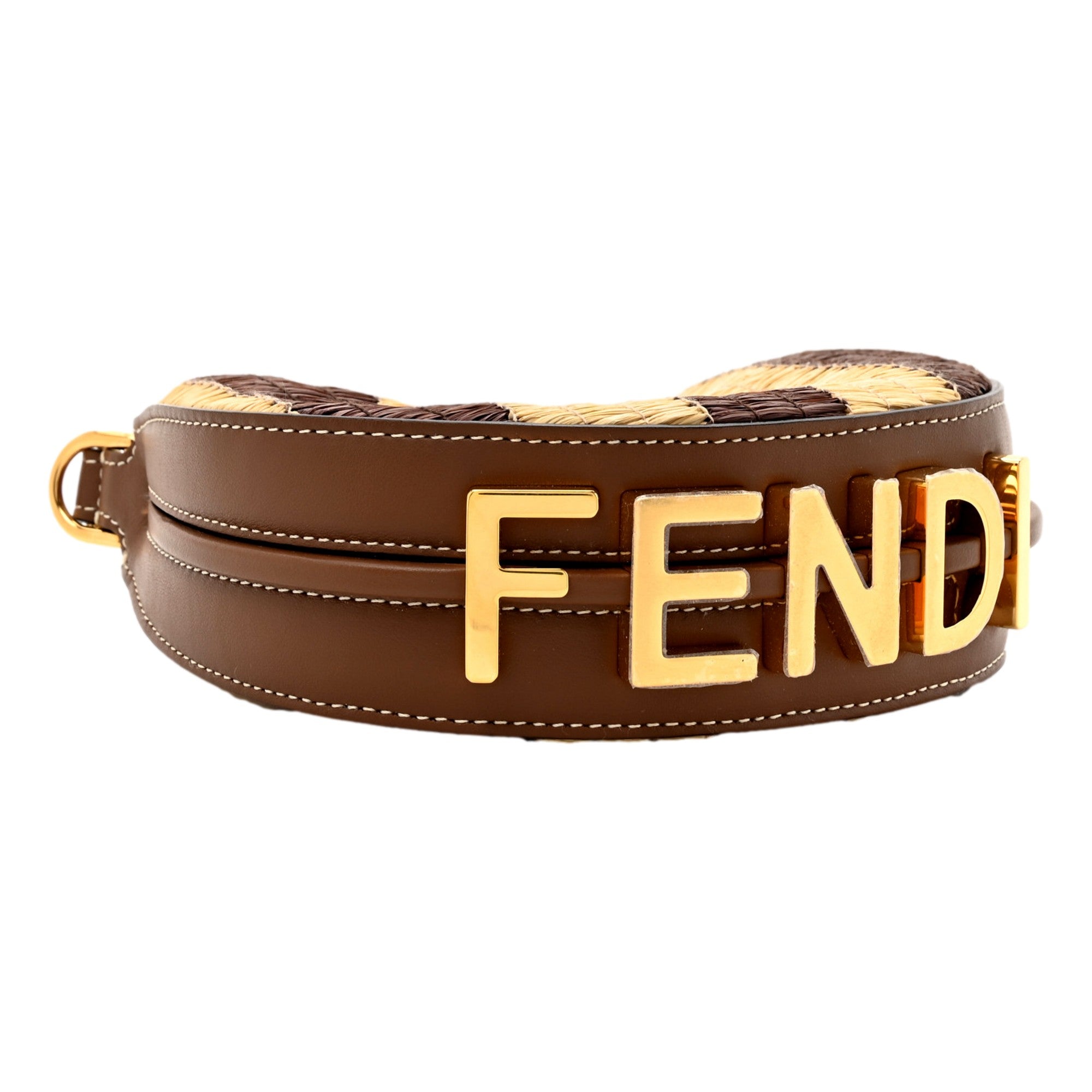 Fendi Fendigraphy Woven Raffia Leather Gianduia Vibrato Mini Hobo -   Shop Bags LLC