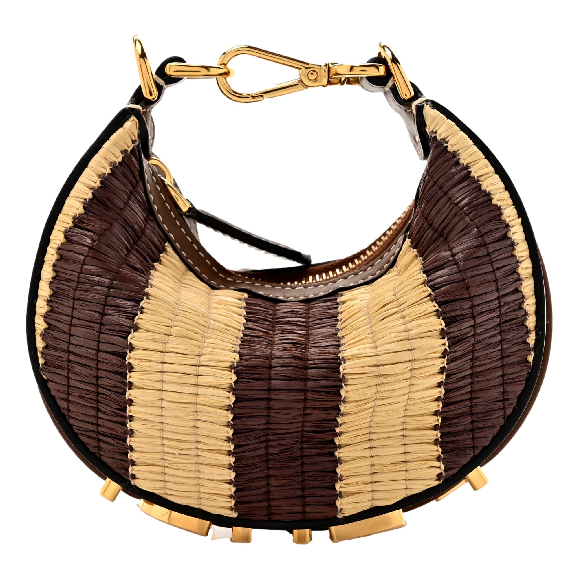 Fendi Fendigraphy Woven Raffia Leather Gianduia Vibrato Mini Hobo -   Shop Bags LLC