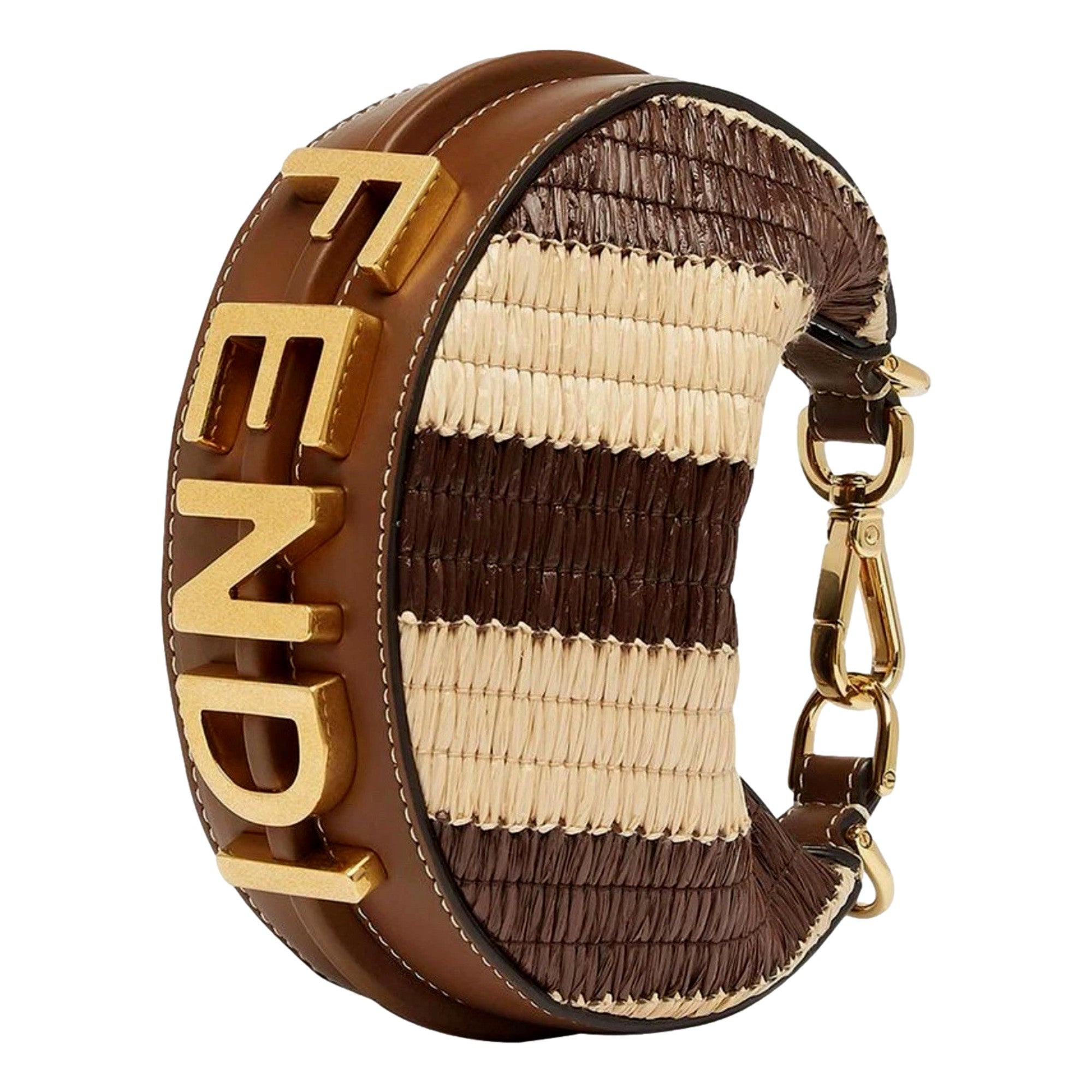Fendi Fendigraphy Woven Raffia Leather Gianduia Vibrato Mini Hobo -   Shop Bags LLC