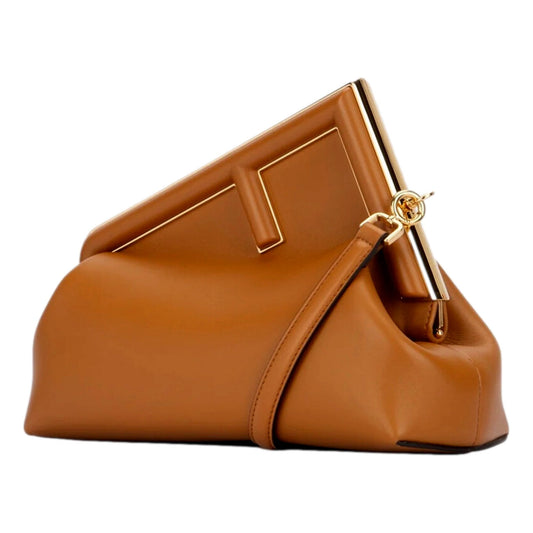 Fendi First Midi Clutch Crossbody: Caramel Elegance & Versatility