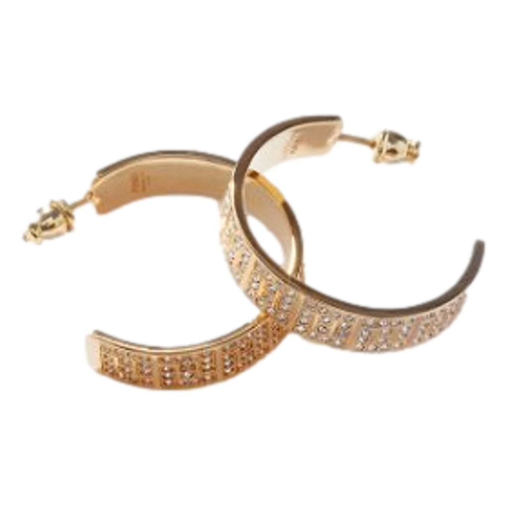 Fendi Gold Earrings: Crystal Embellished Hoops for Elegant Evenings -   Shop Bags LLC 