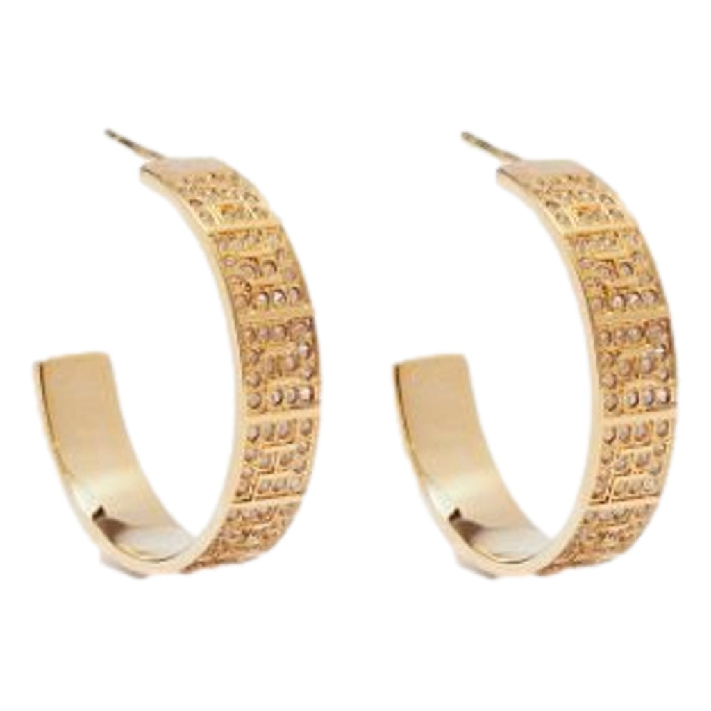 Fendi Gold Earrings: Crystal Embellished Hoops for Elegant Evenings -   Shop Bags LLC 