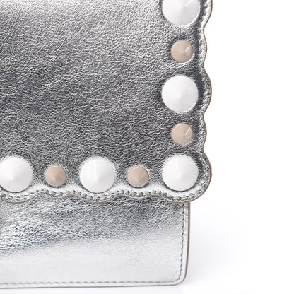 Fendi Kan I Metallic Silver Bag - Scalloped, Studded & Stylish -   Shop Bags LLC