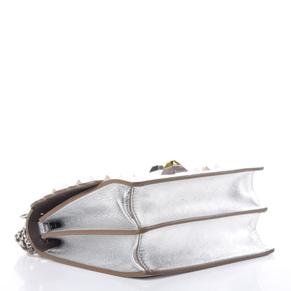 Fendi Kan I Metallic Silver Bag - Scalloped, Studded & Stylish -   Shop Bags LLC
