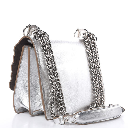 Fendi Kan I Metallic Silver Bag - Scalloped, Studded & Stylish -   Shop Bags LLC