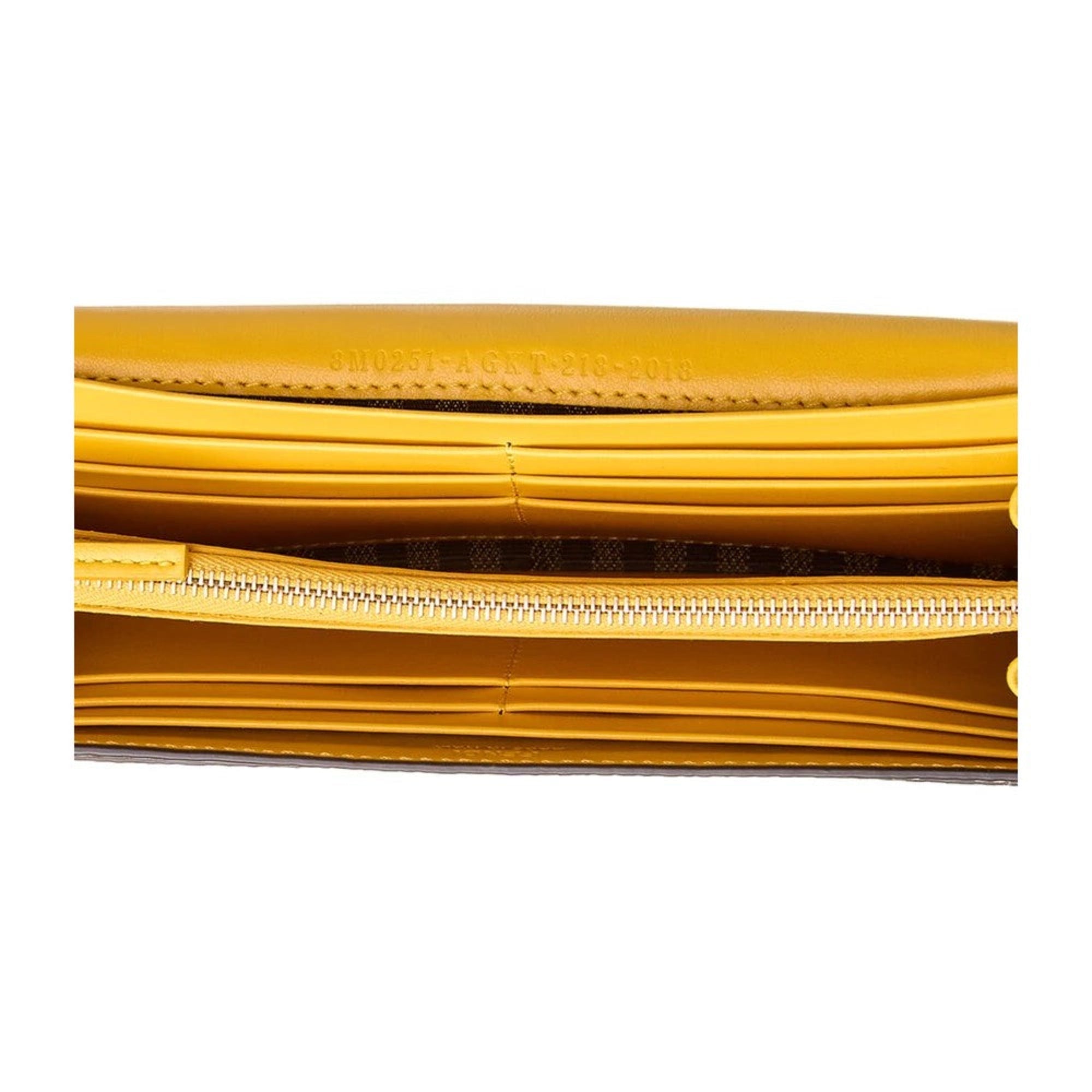 Fendi Leather Long Wallet - Elegant Yellow Vertigo Print Wallet -   Shop Bags LLC 