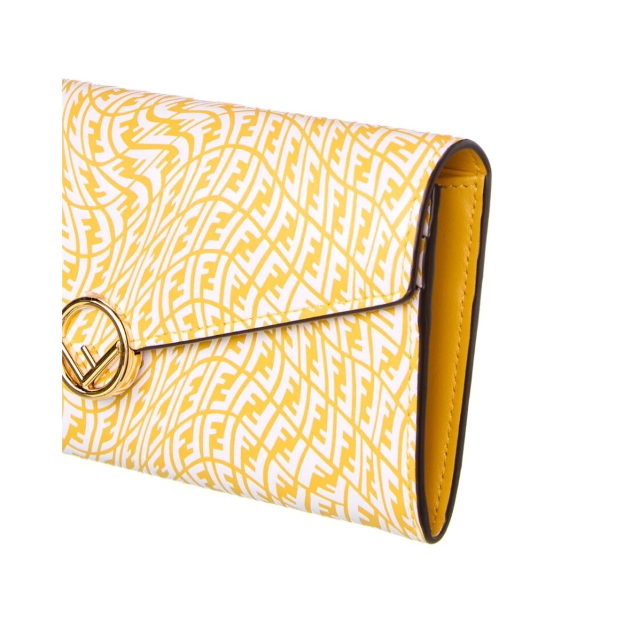 Fendi Leather Long Wallet - Elegant Yellow Vertigo Print Wallet -   Shop Bags LLC 