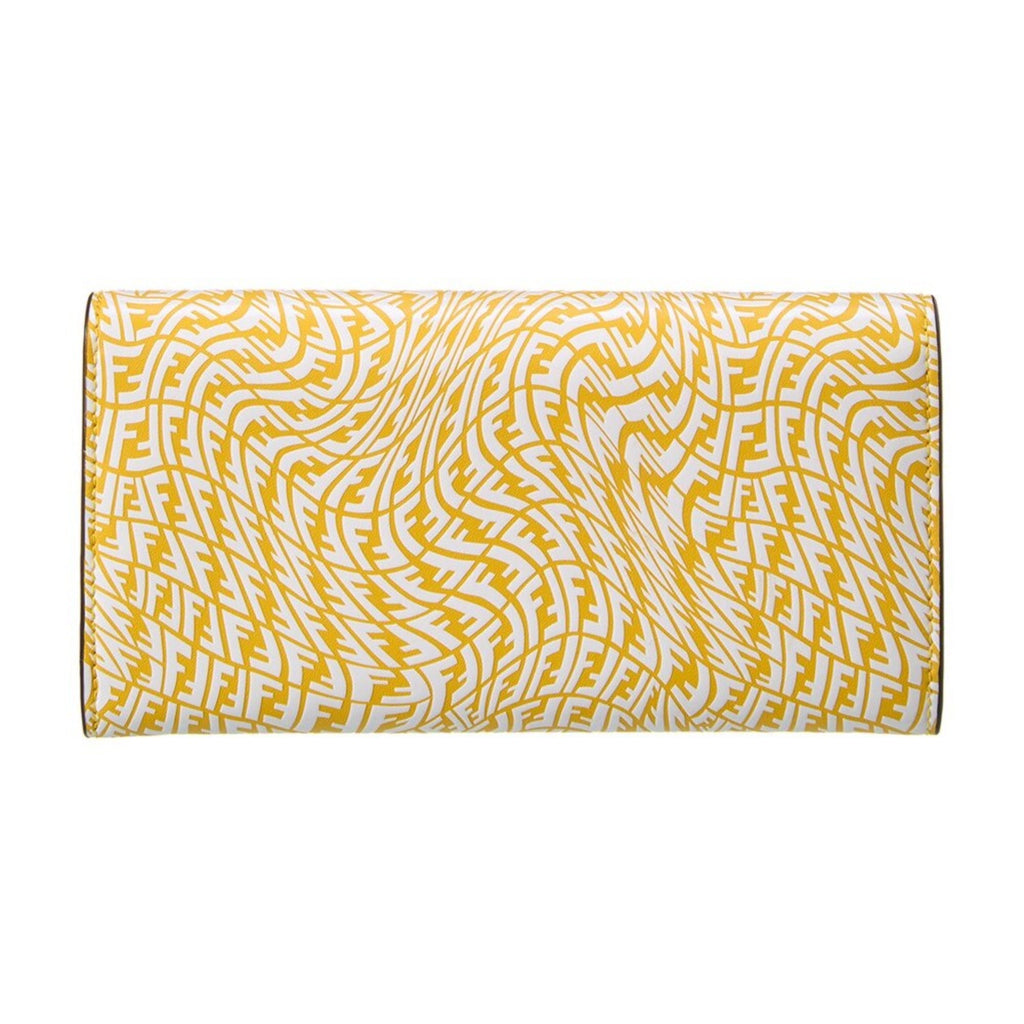 Fendi Leather Long Wallet - Elegant Yellow Vertigo Print Wallet -   Shop Bags LLC 
