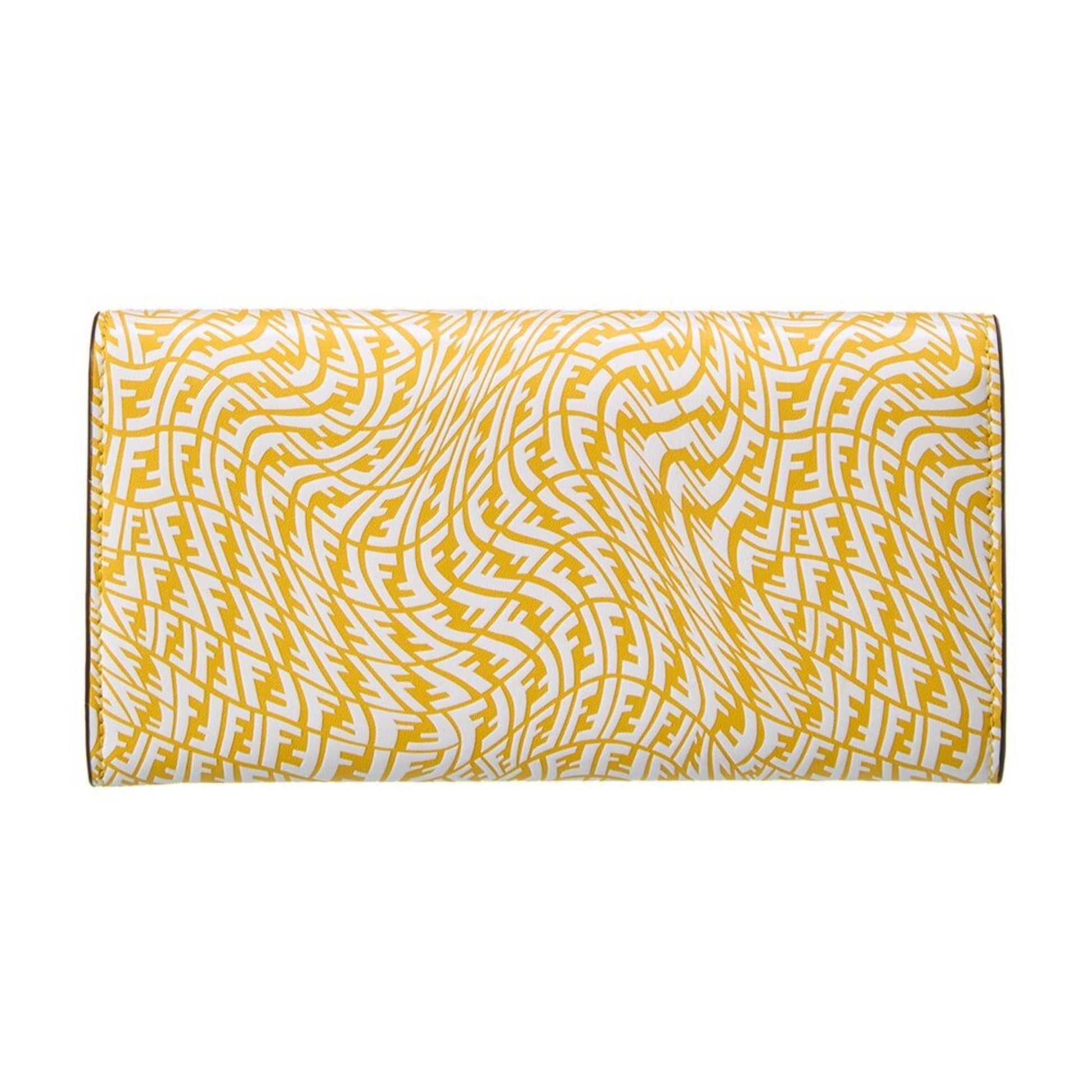 Fendi Leather Long Wallet - Elegant Yellow Vertigo Print Wallet -   Shop Bags LLC 
