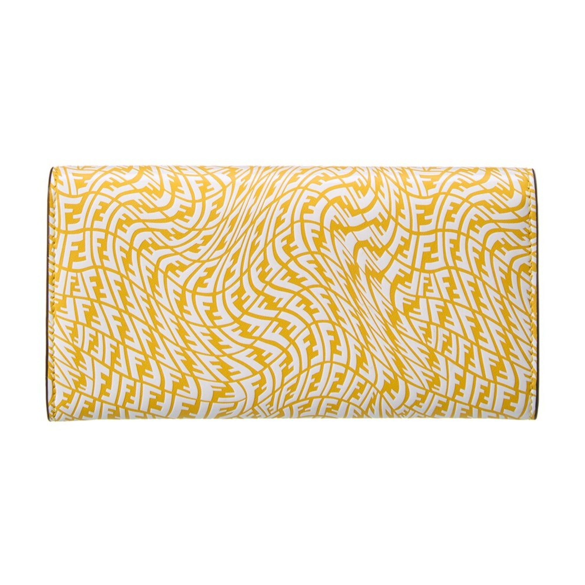 Fendi Leather Long Wallet - Elegant Yellow Vertigo Print Wallet -   Shop Bags LLC 