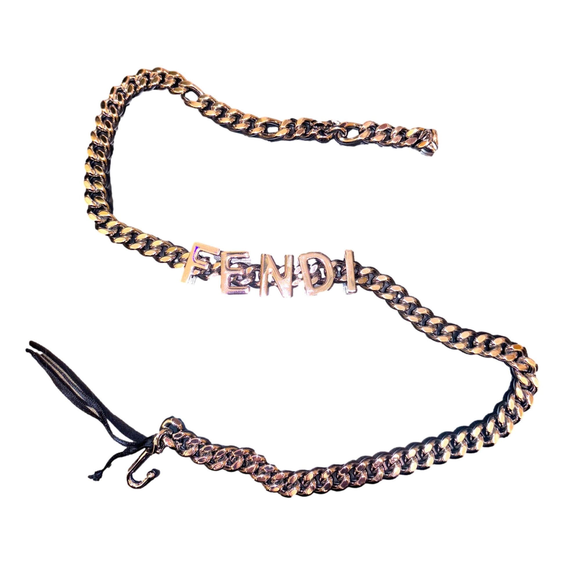 Fendi Lettering Silver Chain Statement Belt Size 65 -   Shop Bags LLC