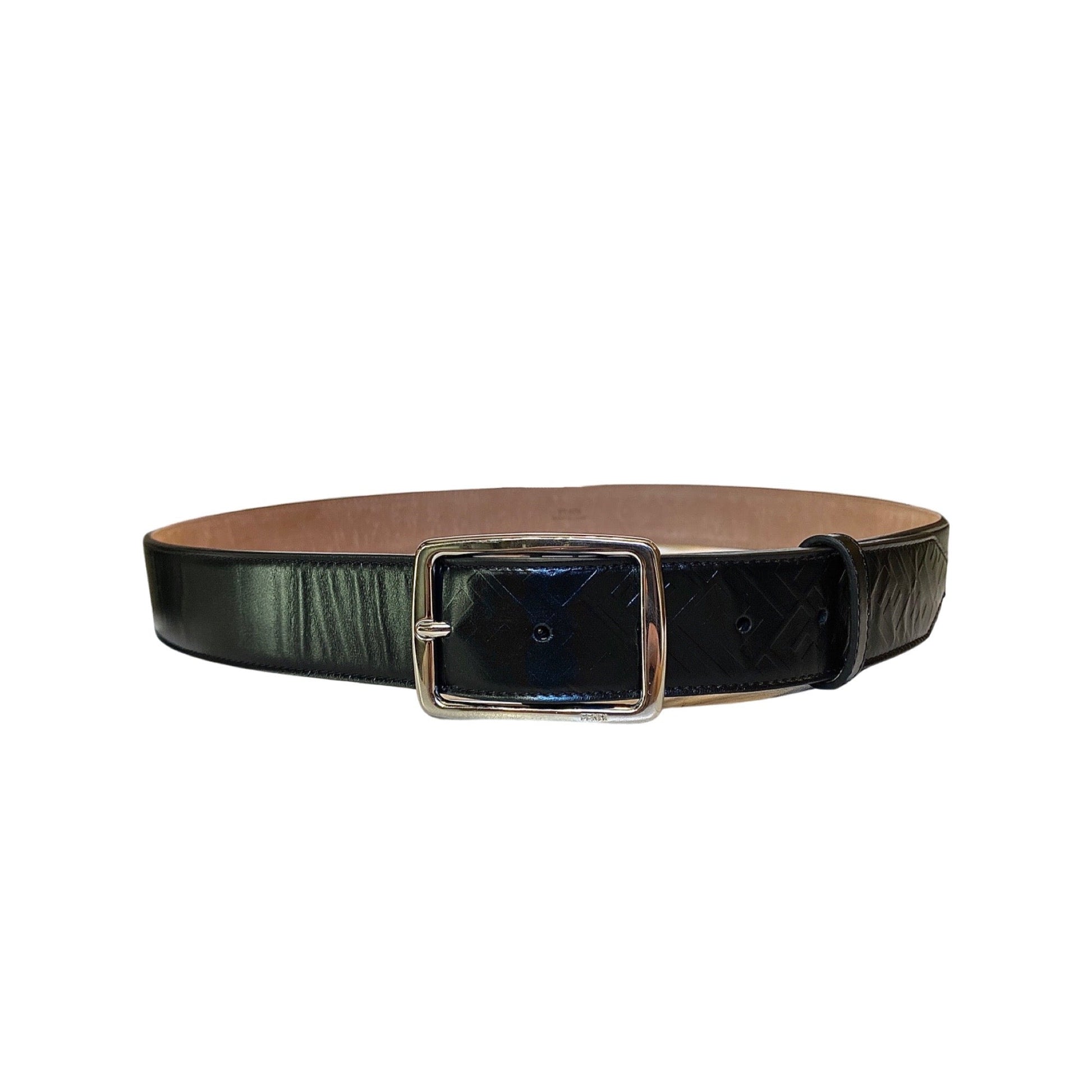 Fendi Men's Black Calf Leather Belt with Silver Buckle - Size 105 -   Shop Bags LLC 