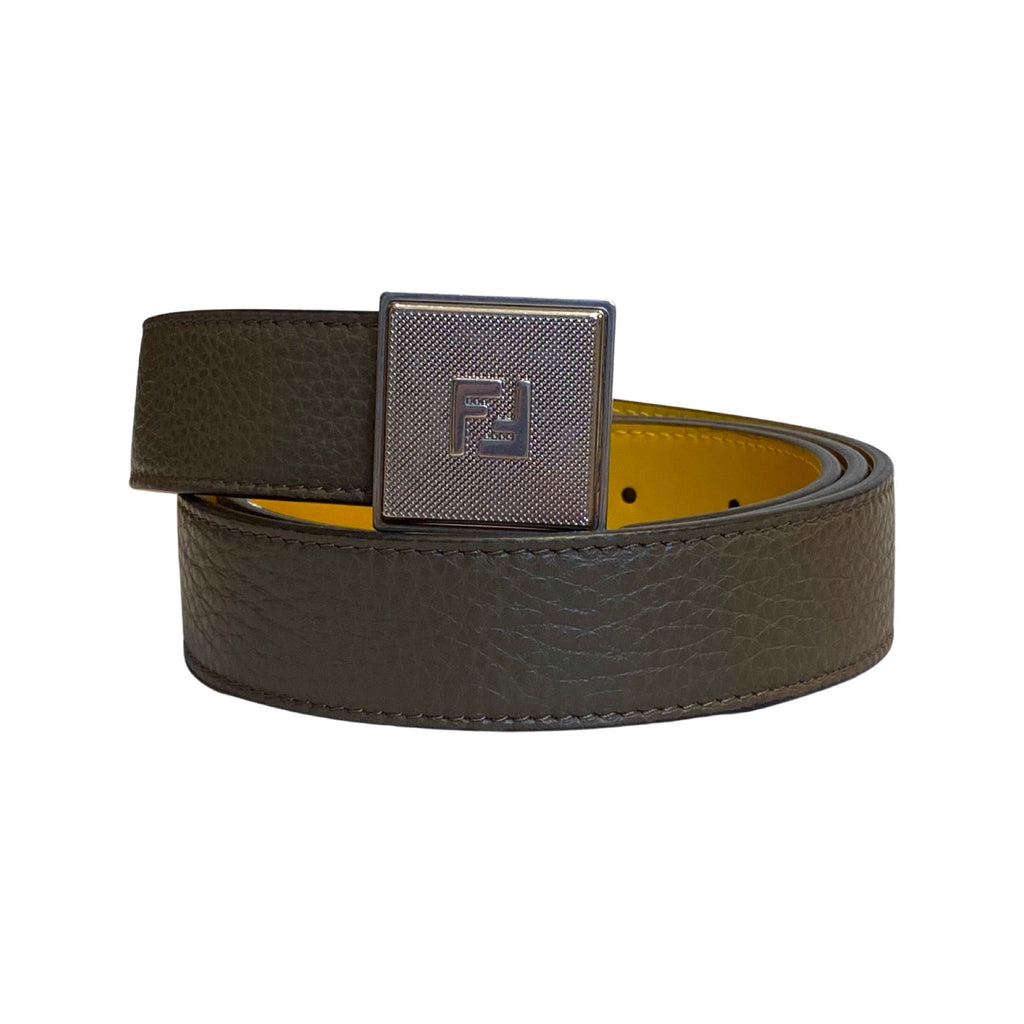 Fendi Men's Reversible Leather Belt - Yellow/Brown Belt 95 -  