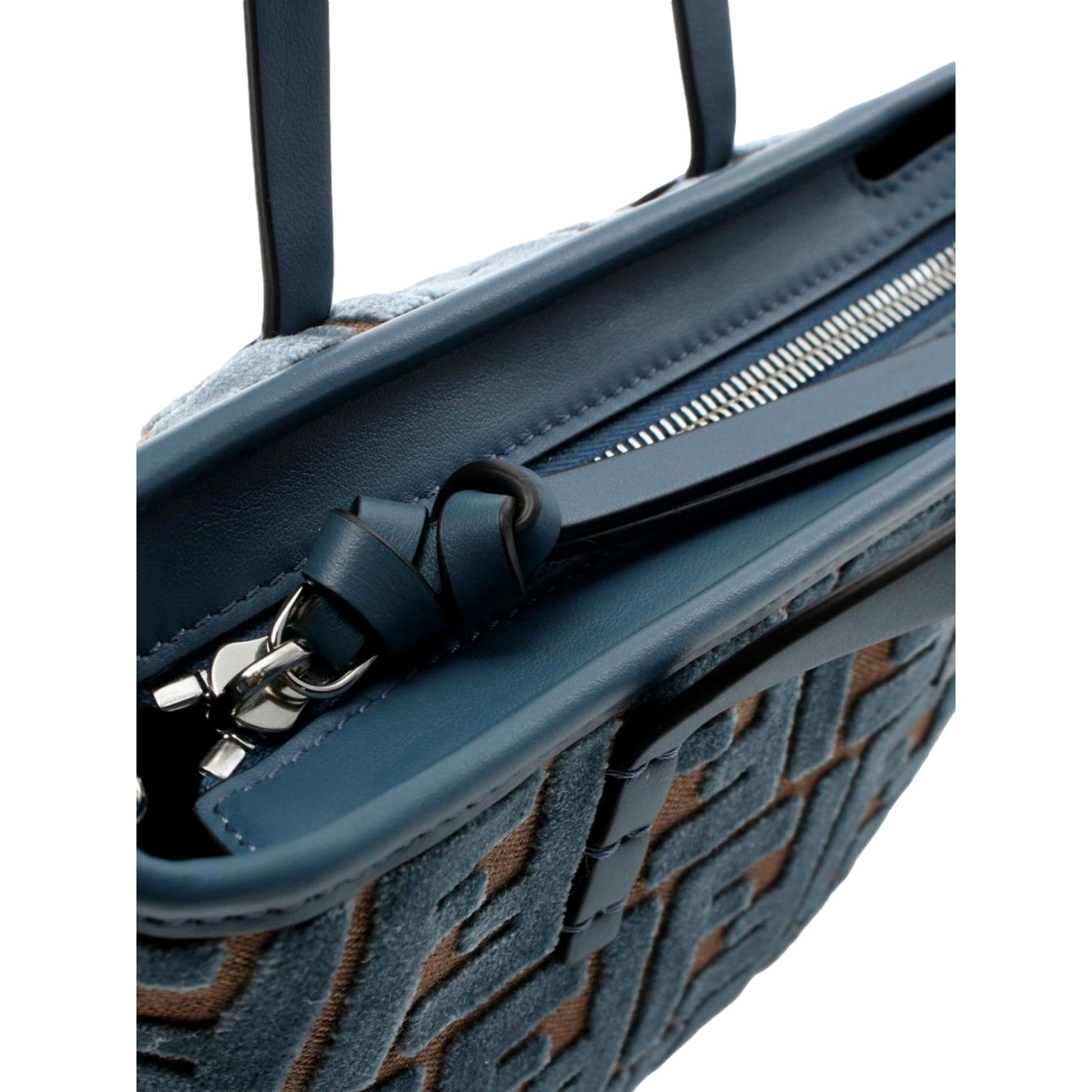 Fendi Mini Roll FF Shopping Tote Blue Brown - Chic Italian Handbag -   Shop Bags LLC