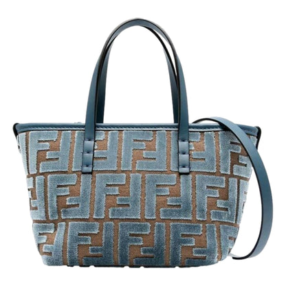 Fendi Mini Roll FF Shopping Tote Blue Brown - Chic Italian Handbag -   Shop Bags LLC