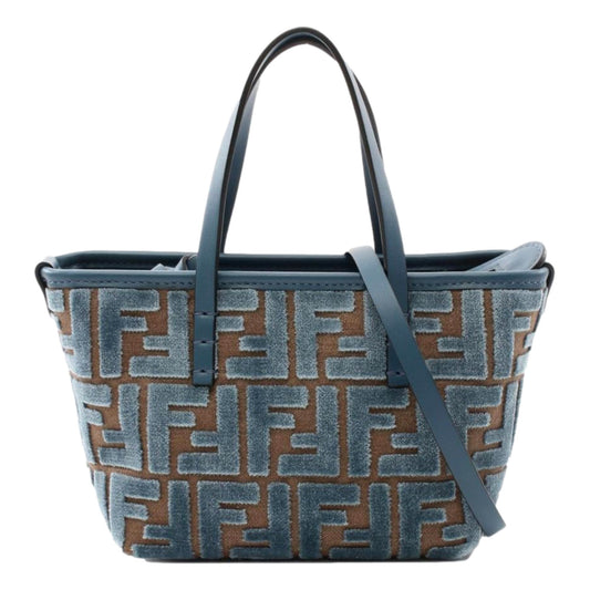 Fendi Mini Roll FF Shopping Tote Blue Brown - Chic Italian Handbag -   Shop Bags LLC