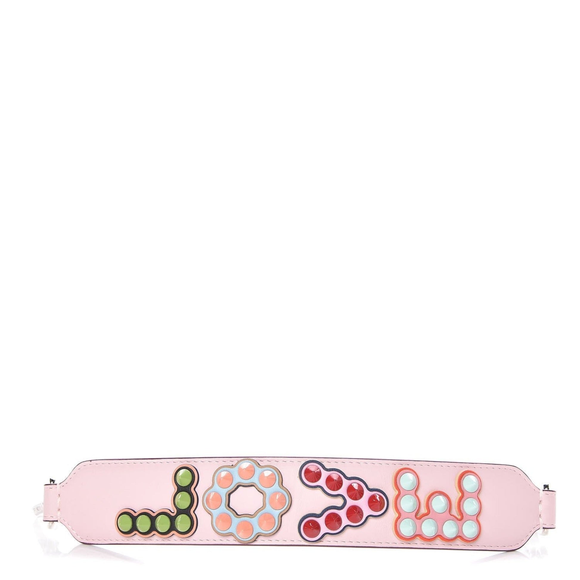 Fendi Mini Strap: Pink Peonia "LOVE" Studded Leather Accessory -   Shop Bags LLC