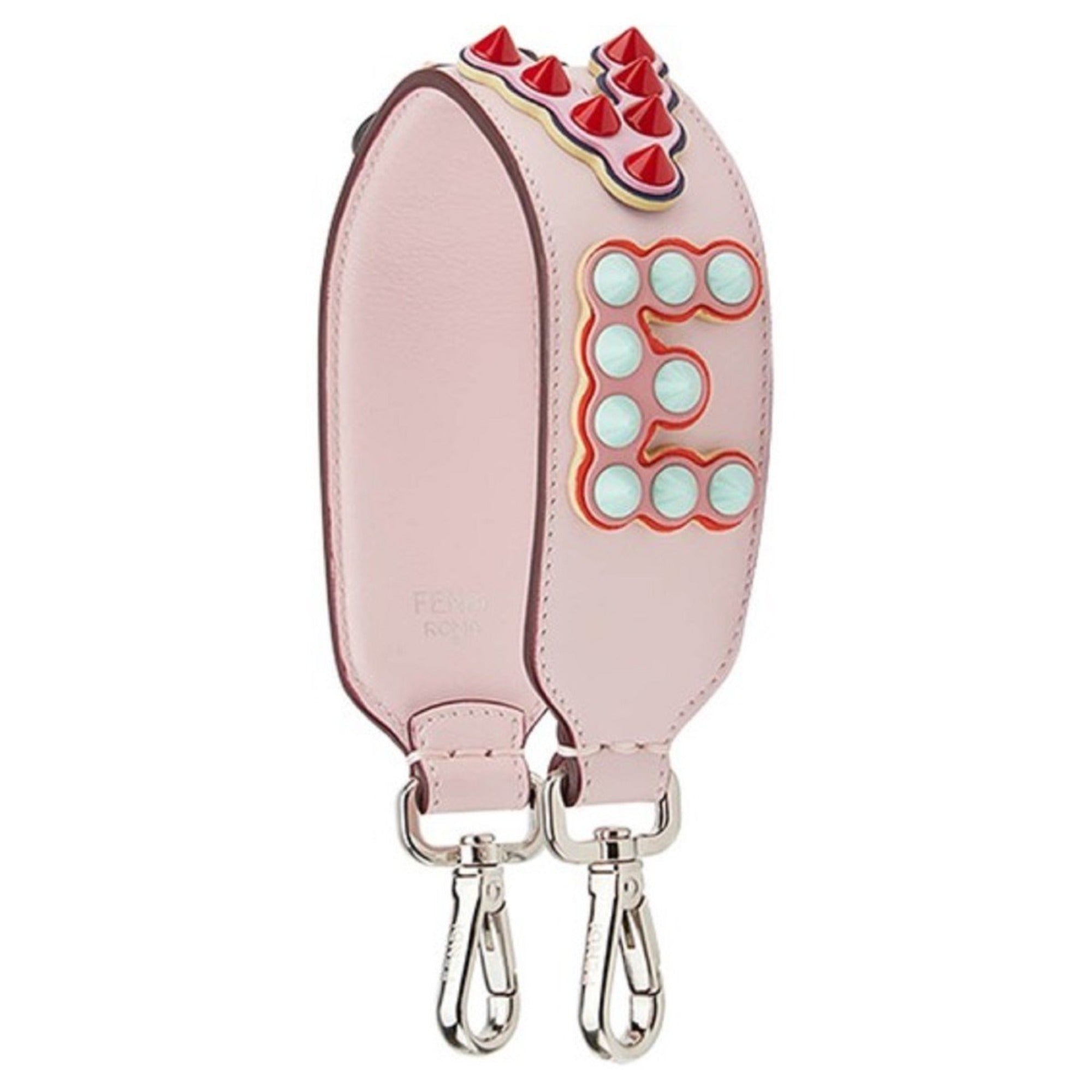 Fendi Mini Strap: Pink Peonia "LOVE" Studded Leather Accessory -   Shop Bags LLC