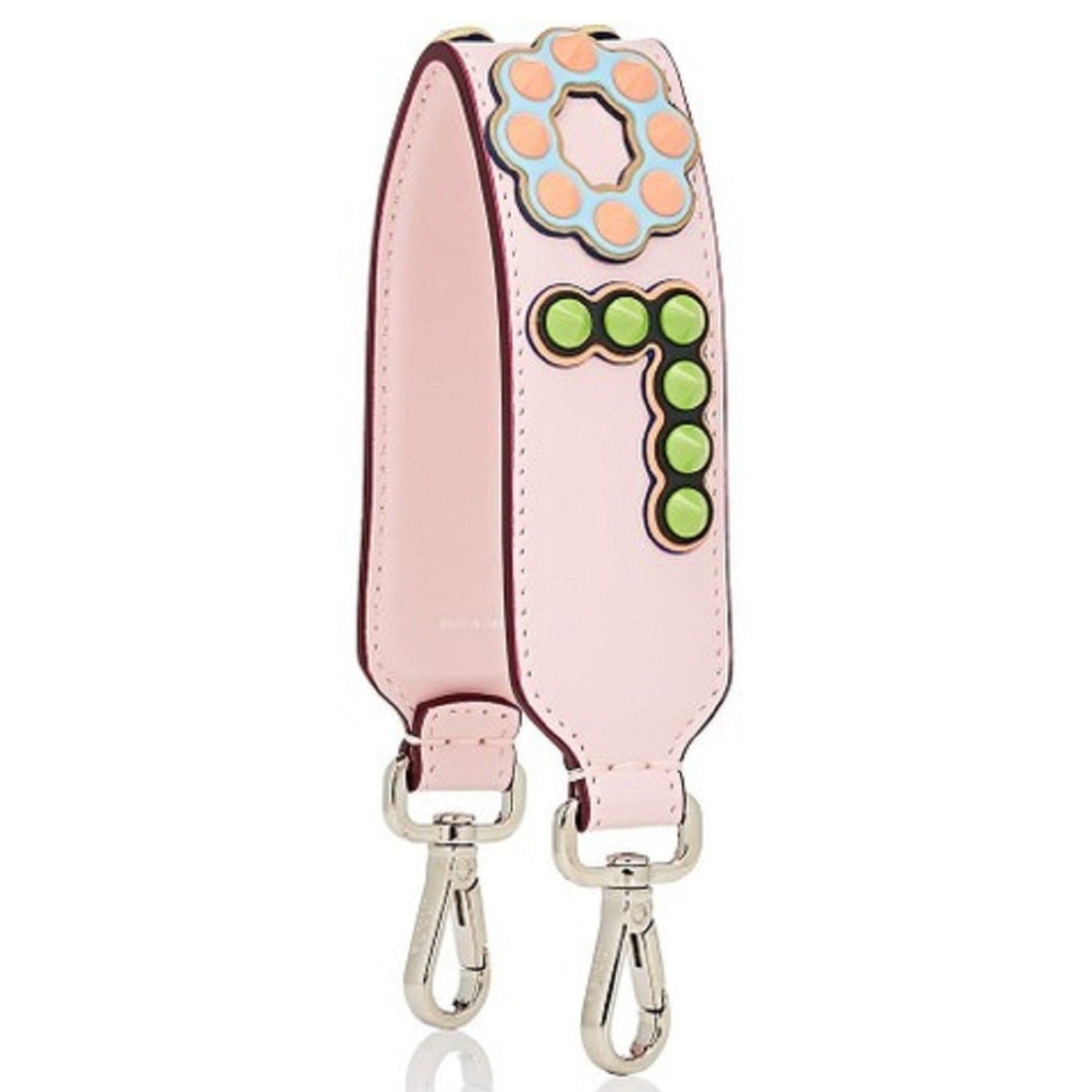Fendi Mini Strap: Pink Peonia "LOVE" Studded Leather Accessory -   Shop Bags LLC