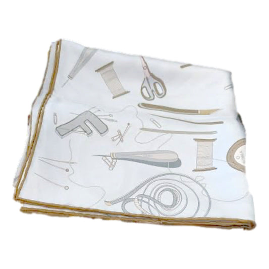 Fendi Multi-Color Graphic Print Silk Scarf Light Blue