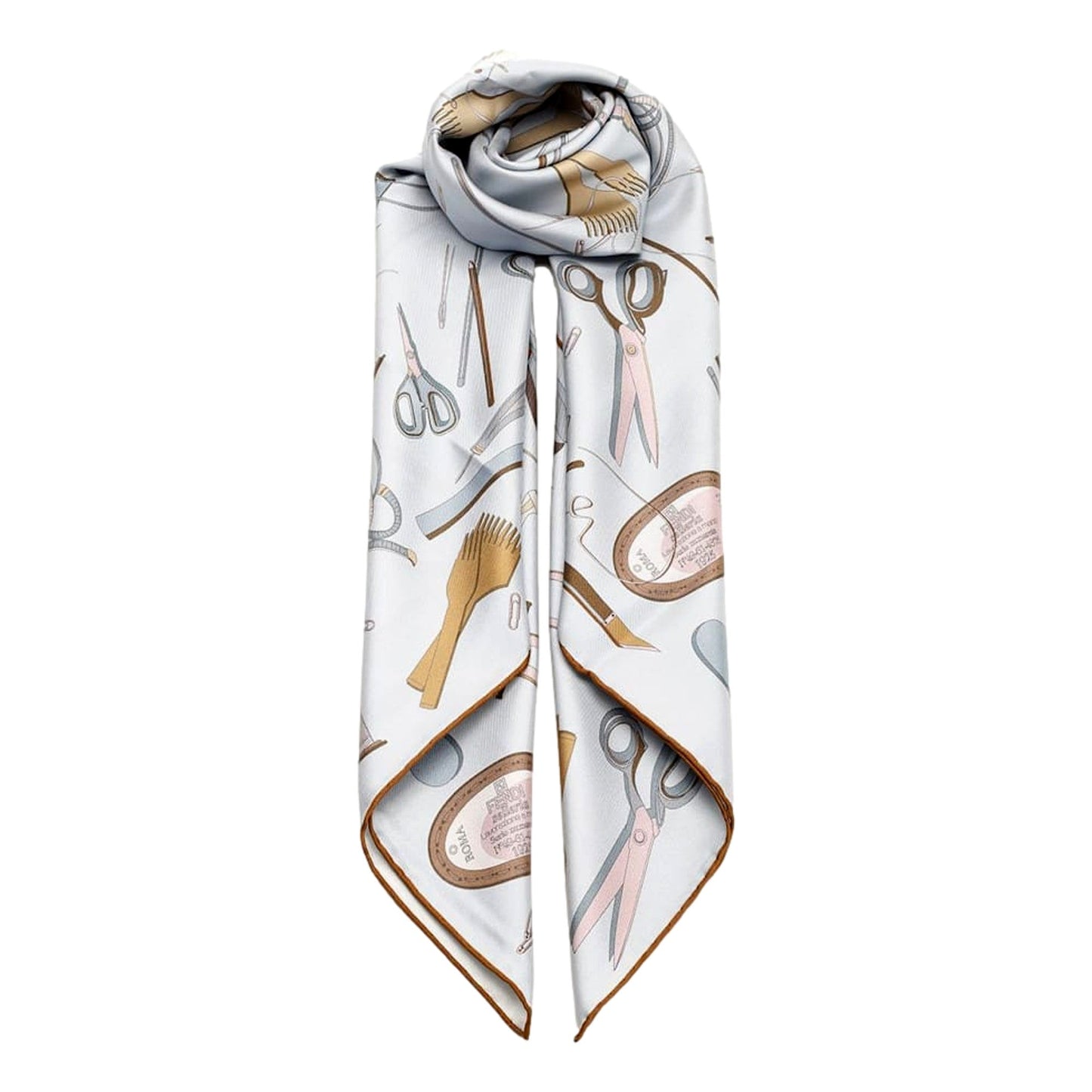 Fendi Multi-Color Graphic Print Silk Scarf Light Blue -   Shop Bags LLC 