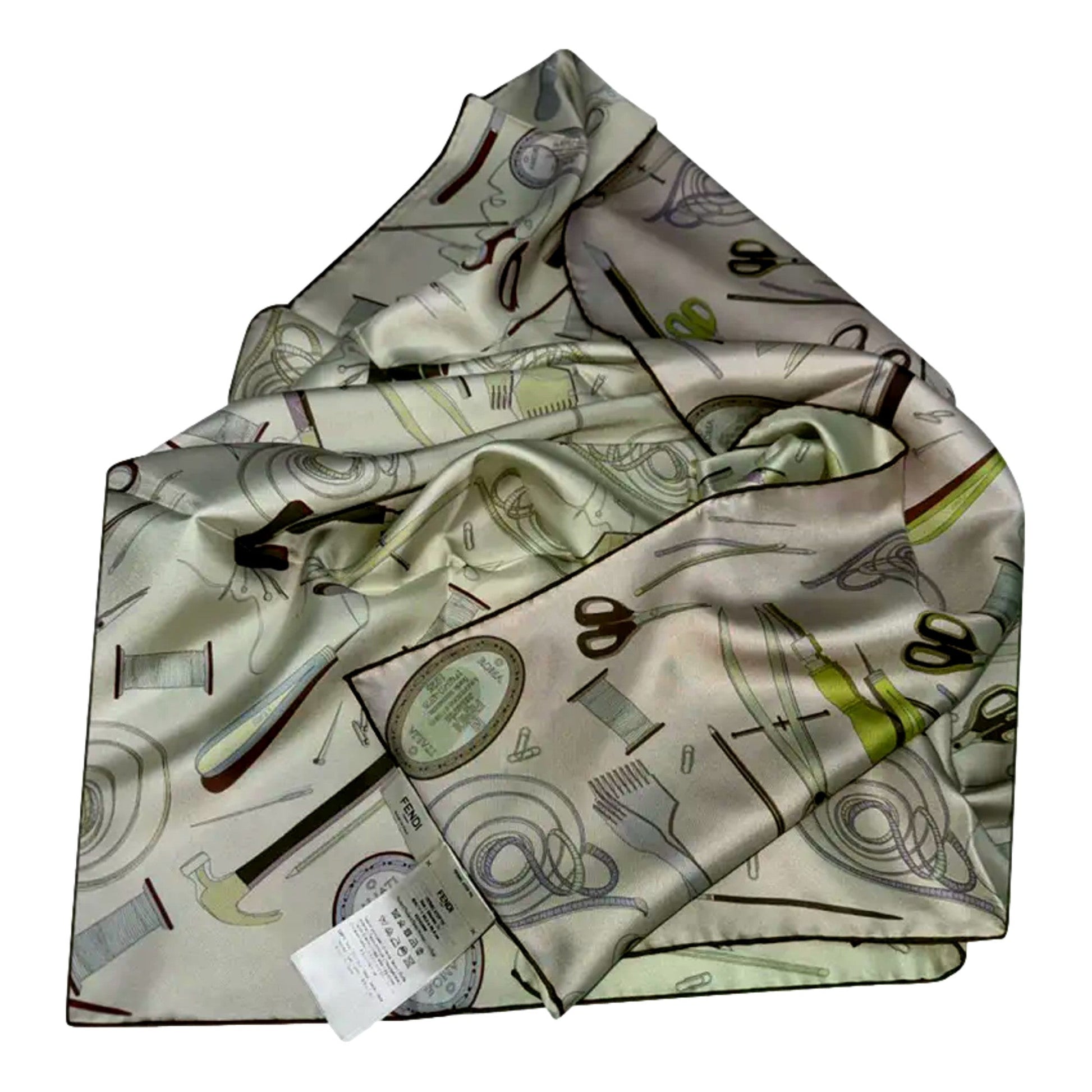 Fendi Multi-Color Graphic Print Silk Scarf Malva Multicolor -   Shop Bags LLC 