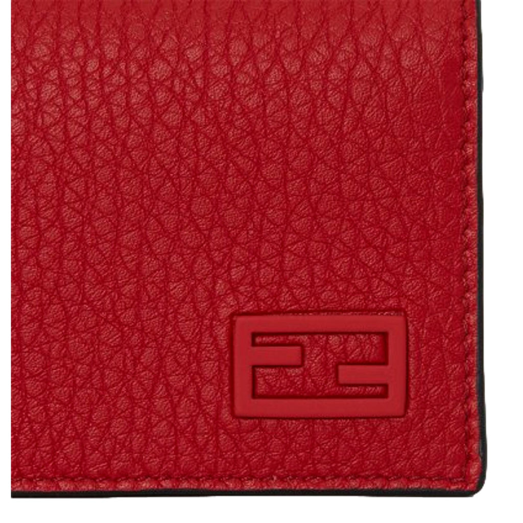 Fendi Red Grained Leather Card Case Wallet – Stylish & Functional -  