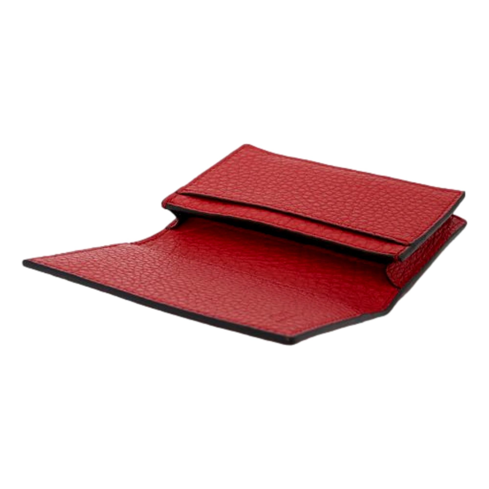 Fendi Red Grained Leather Card Case Wallet – Stylish & Functional -  
