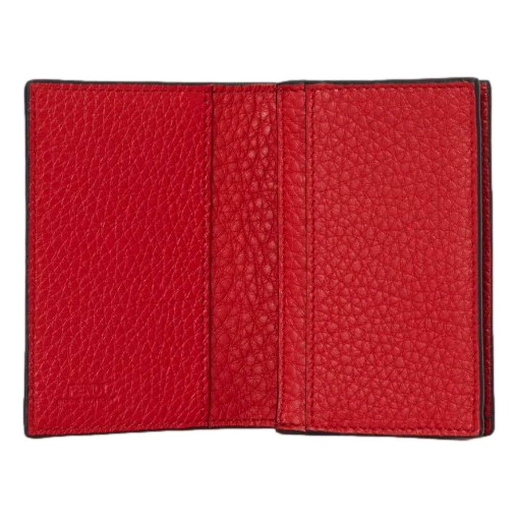 Fendi Red Grained Leather Card Case Wallet – Stylish & Functional -  